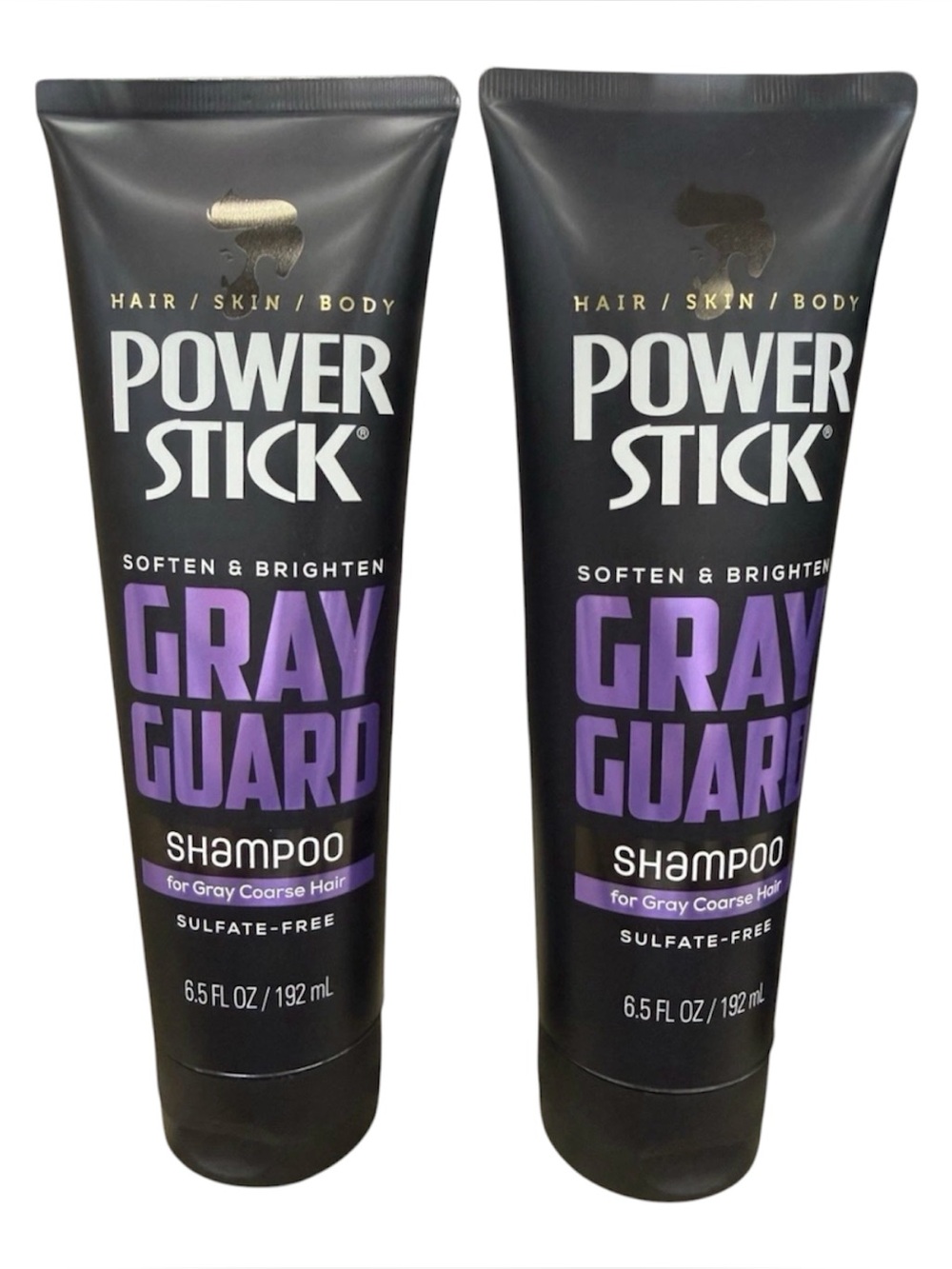 POWER STICK Gray Guard Hair Skin Body Softens Sulfate Free Shampoo (2 In Set)NEW